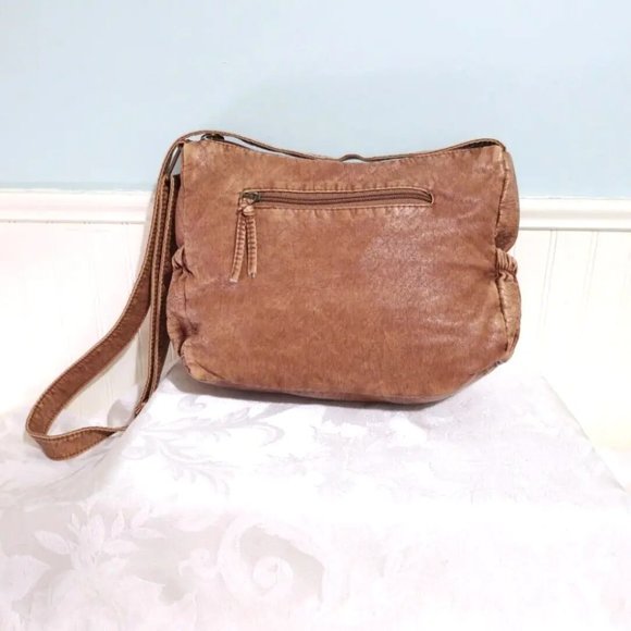 NEW VINTAGE Esprit Caramel Brown Crossbody Shoulder Bag Purse Top Zip Pockets - Picture 2 of 13